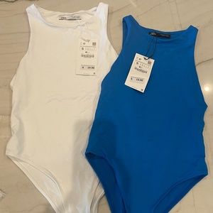 2 Zara bodysuits Blue and White